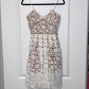 White/Tan Crochet Dress